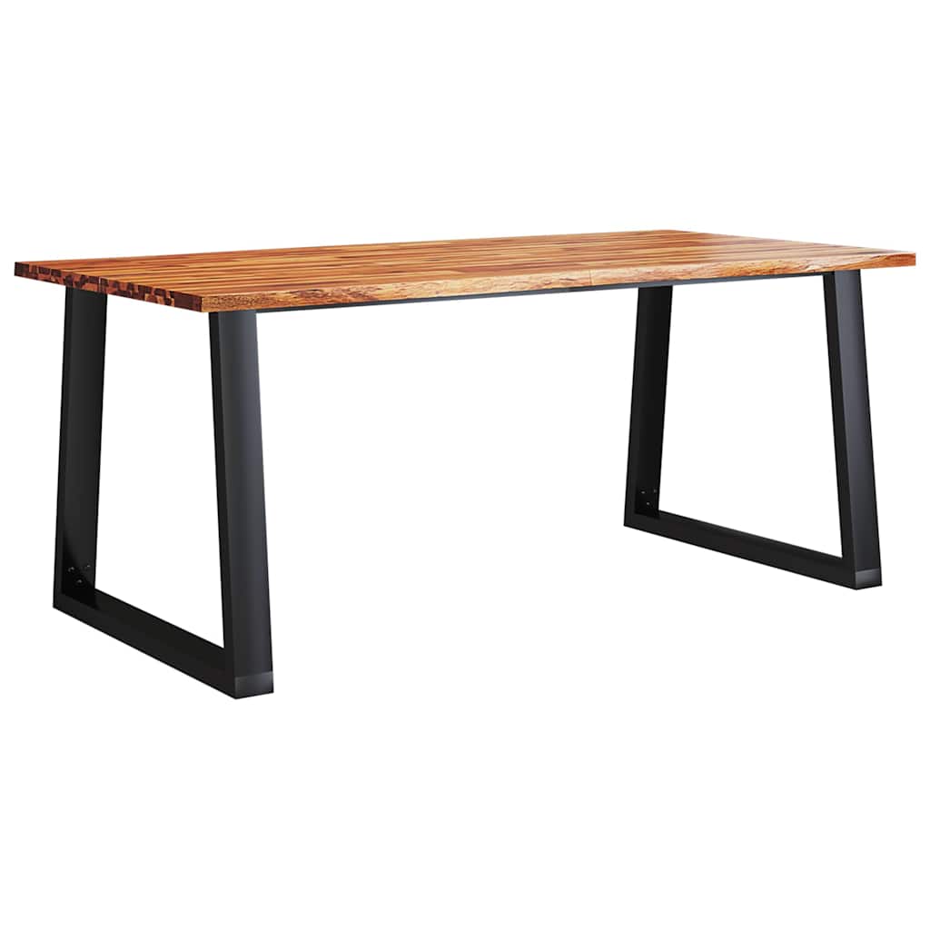 Dining Table Natural acacia wood and black steel Large Durable
