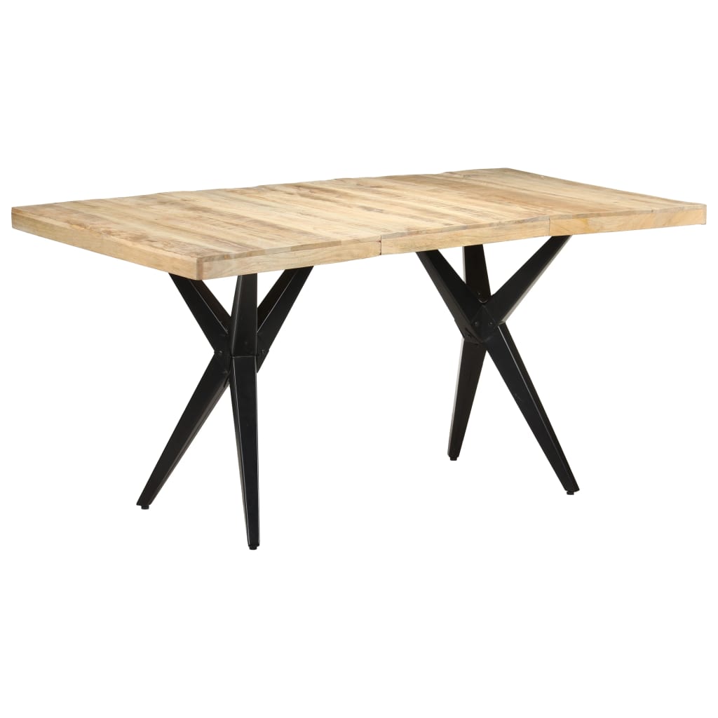 Dining Table Natural, Black Rough Mango Wood, Powder-Coated Steel