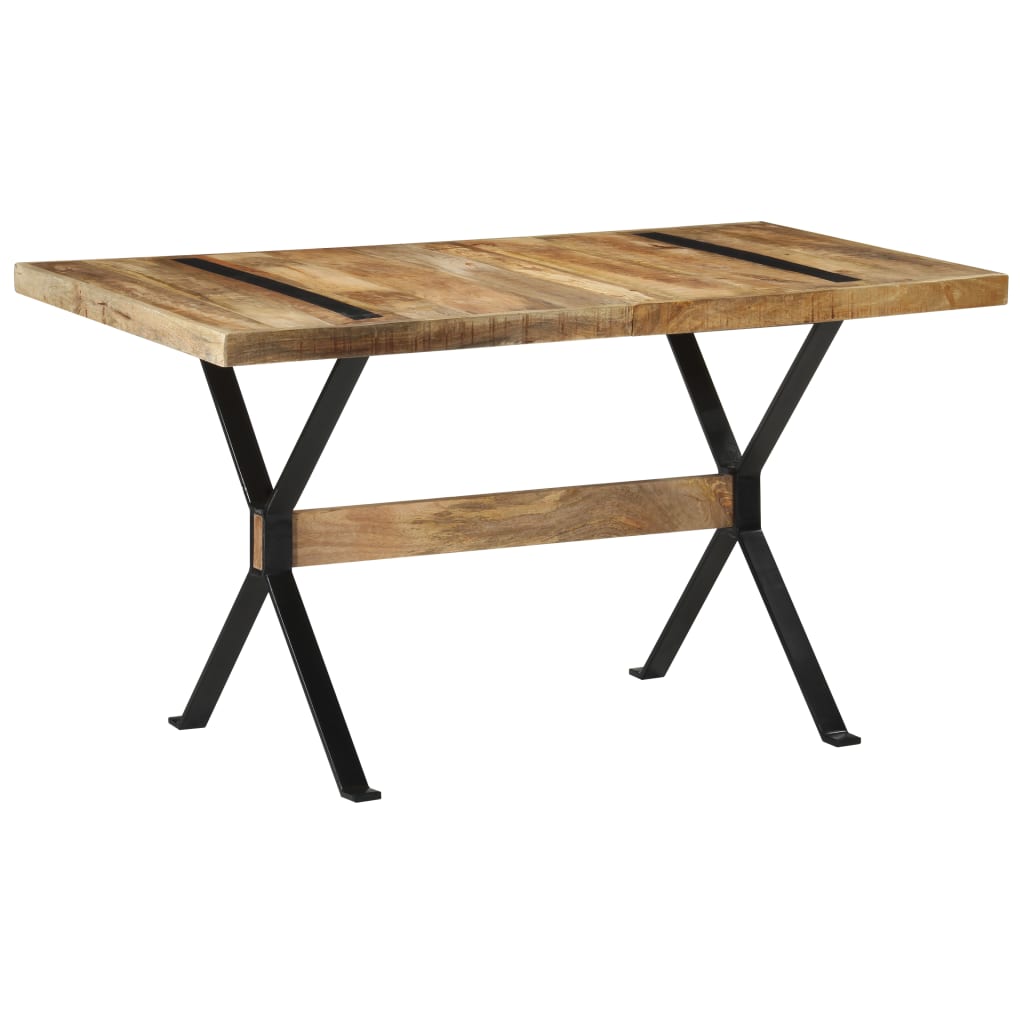 Dining Table Natural Mango Wood Rough Mango Wood, Powder-Coated Steel