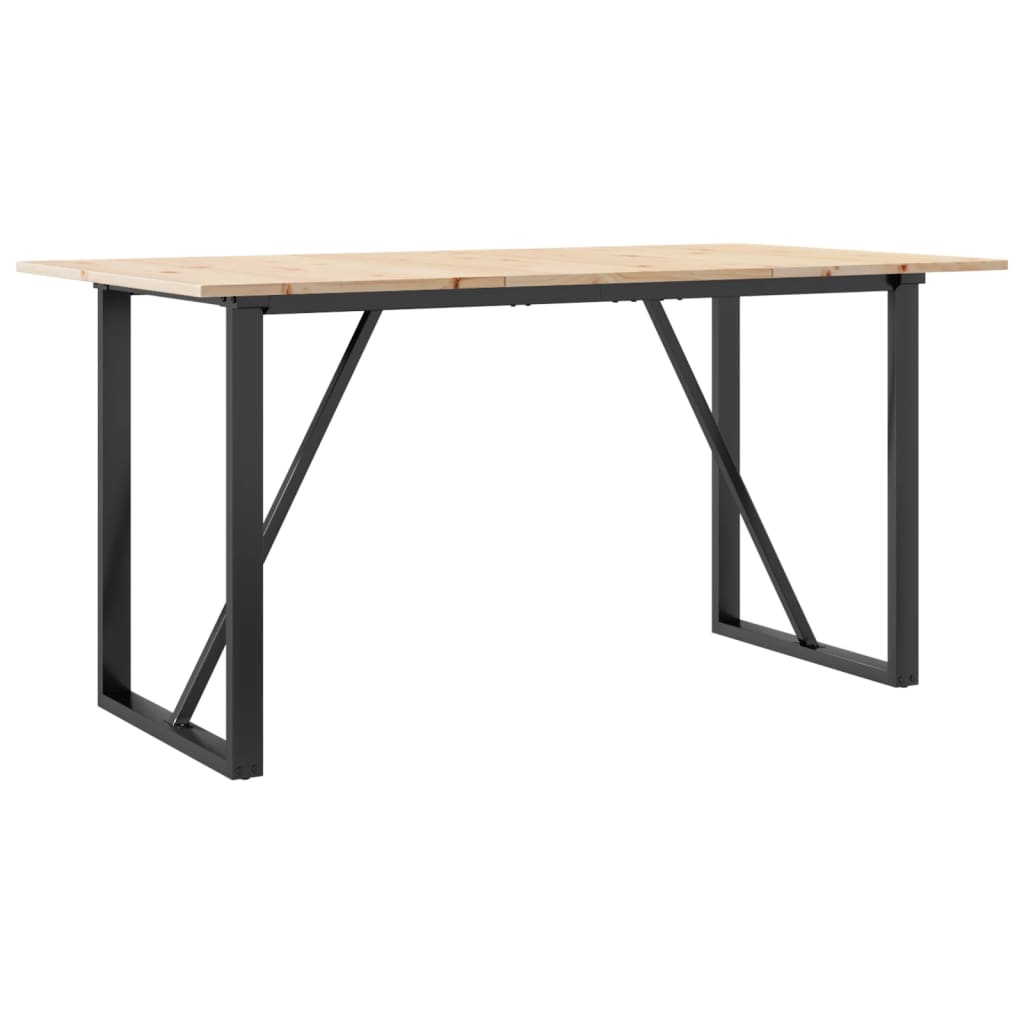 Dining Table Natural pine Solid Pine Wood and Powder-Coated Steel