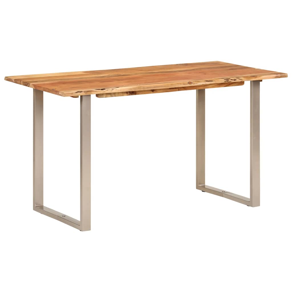 Dining Table Natural Wood Solid Acacia wood, Powder-coated steel
