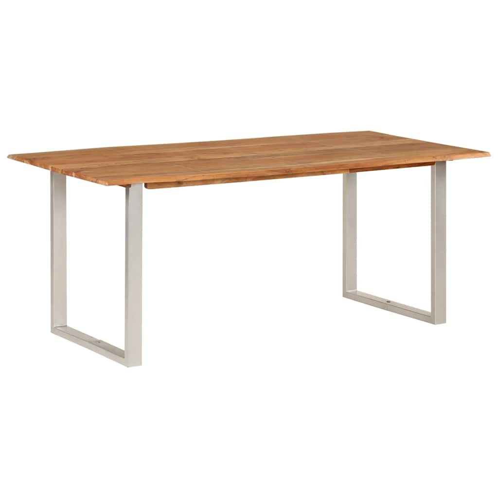 Dining Table Natural wood with silver legs