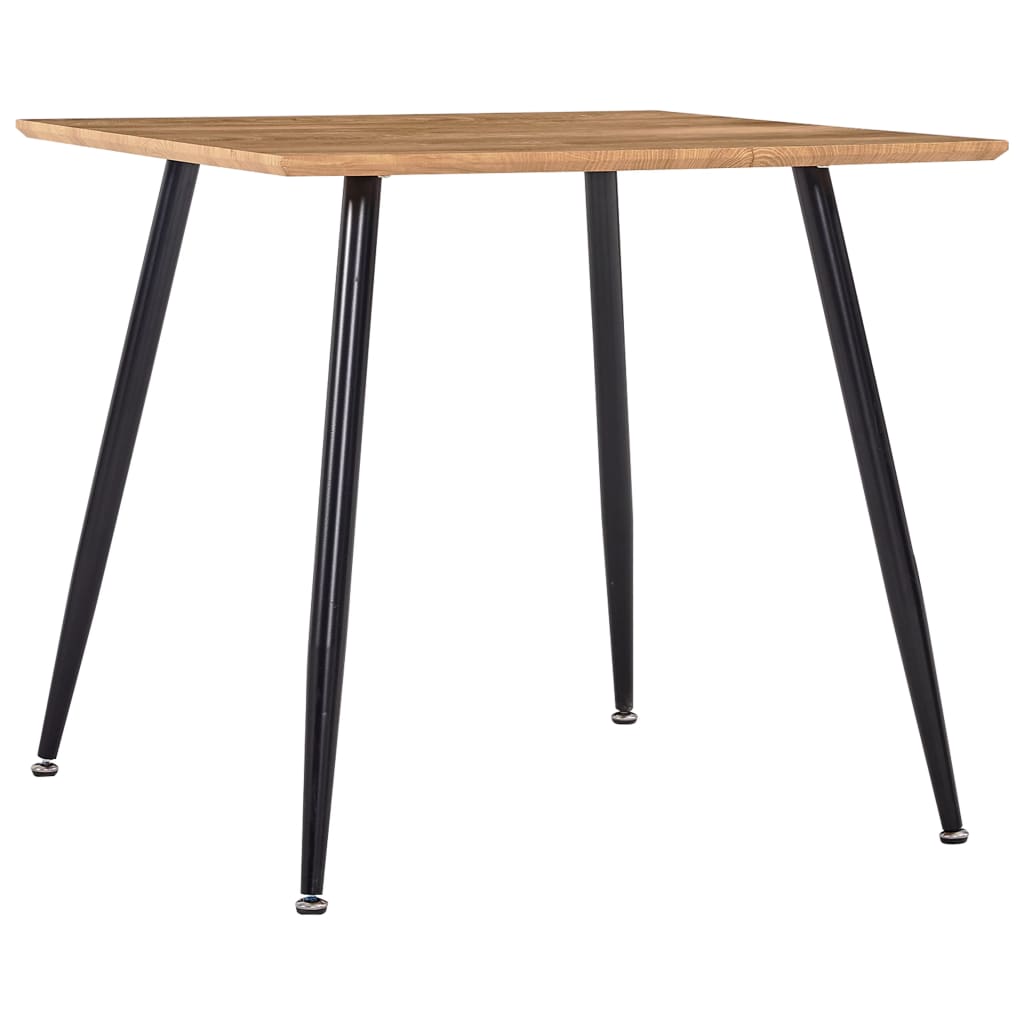 Dining Table Oak and Black MDF, Steel Compact Durable