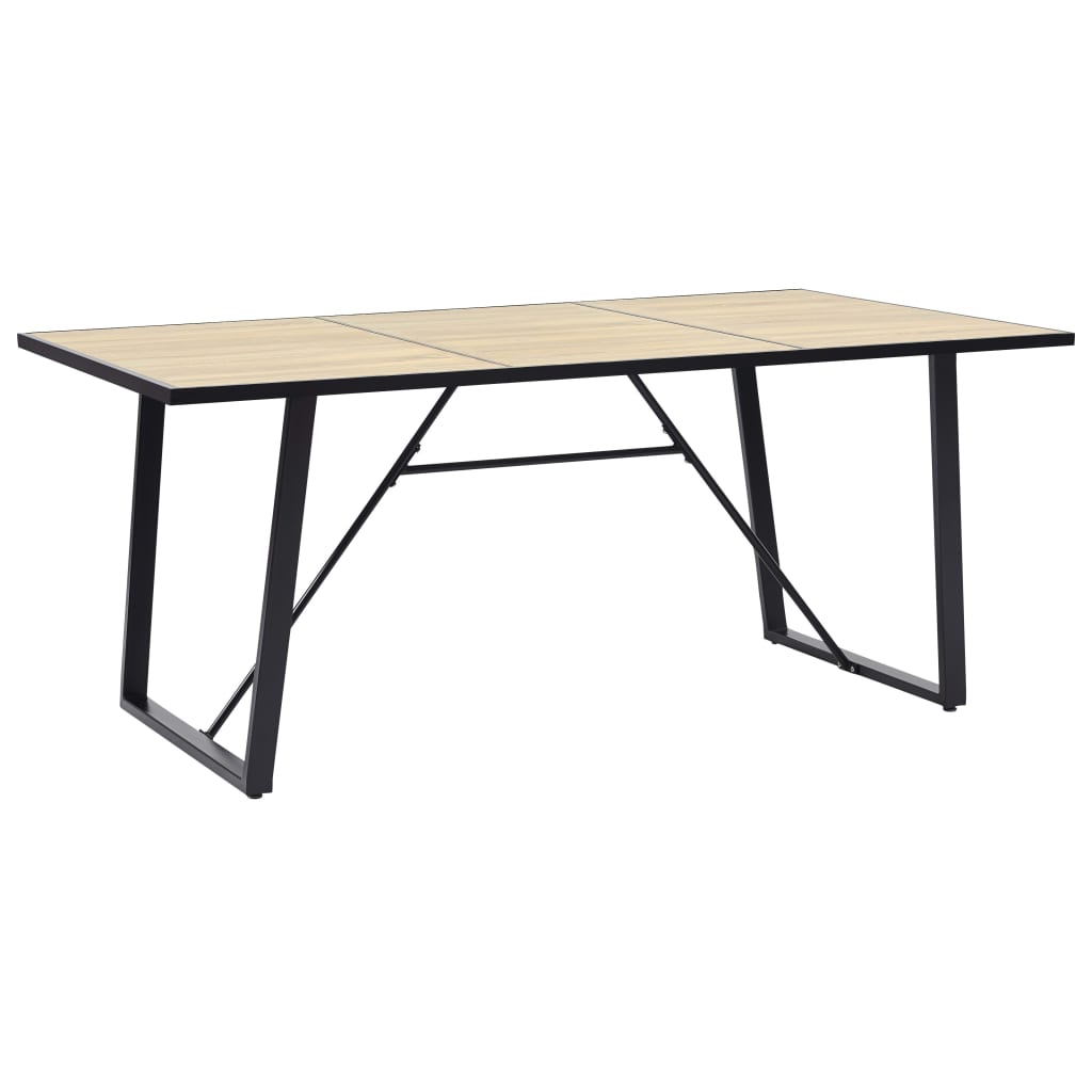 Dining Table Oak tabletop and black frame