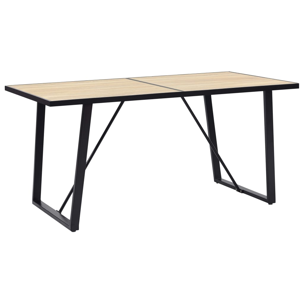 Dining Table Oak with wood grain look, Black