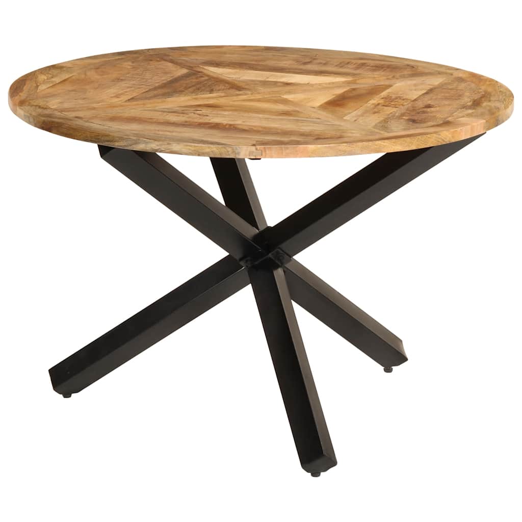 Dining Table Rough Mango Wood, Black Metal Solid Mango Wood, Metal