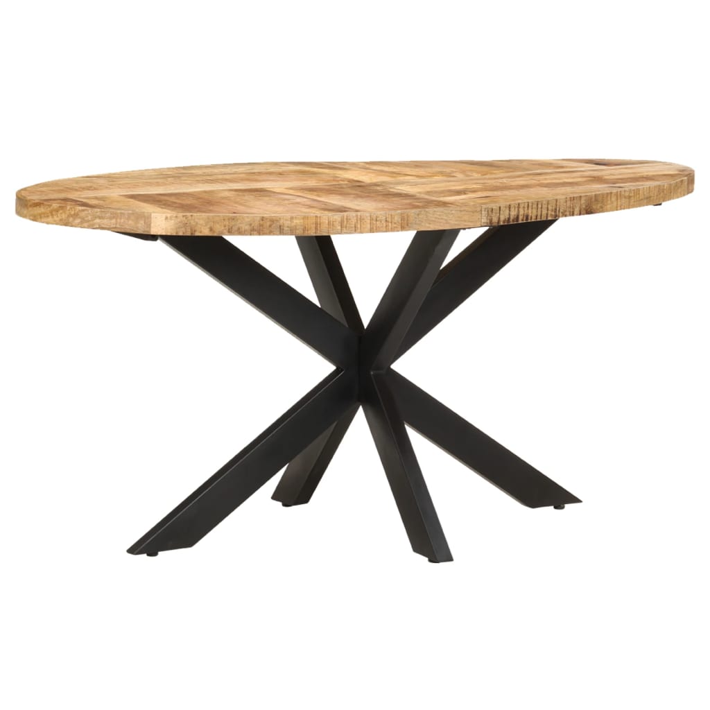 Dining Table Rough Mango Wood Powder-Coated Steel