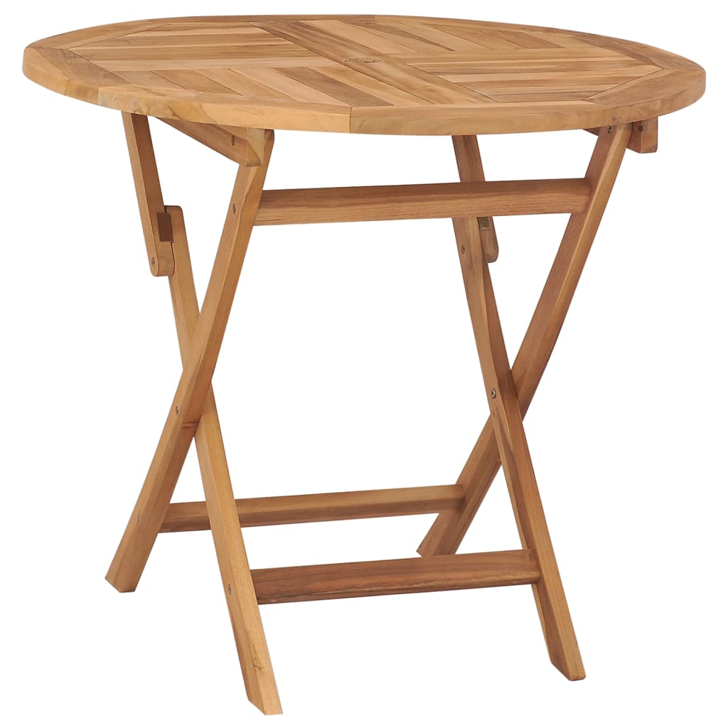 Dining Table Warm Brown Teak Wood Medium Foldable Folding Table