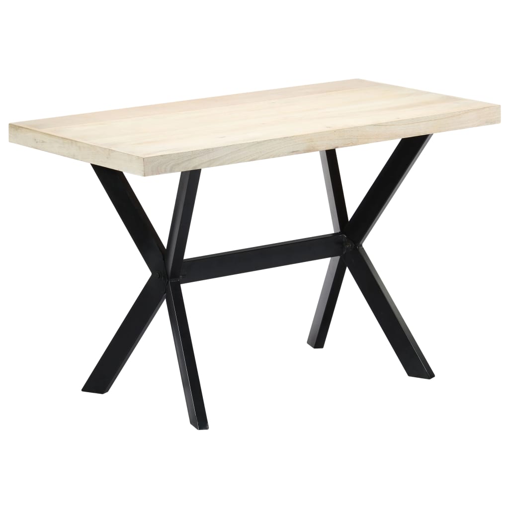 Dining Table White and black Solid mango wood, steel
