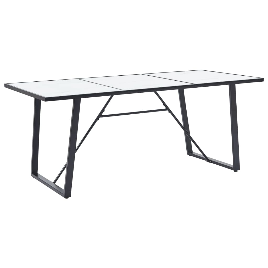 Dining Table White with marble pattern, Black