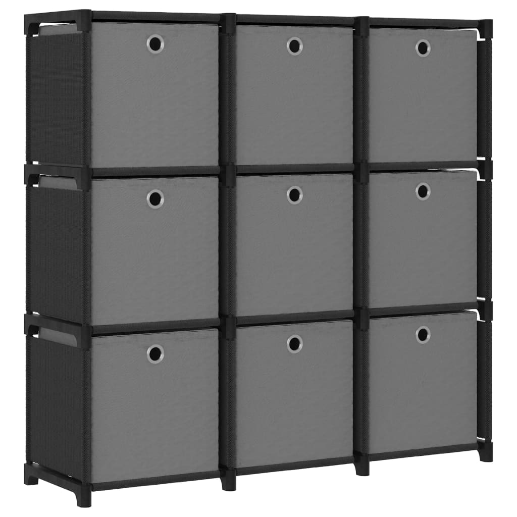 Display Shelf Black and Gray Fabric (100% polyester), Steel 9-Cube