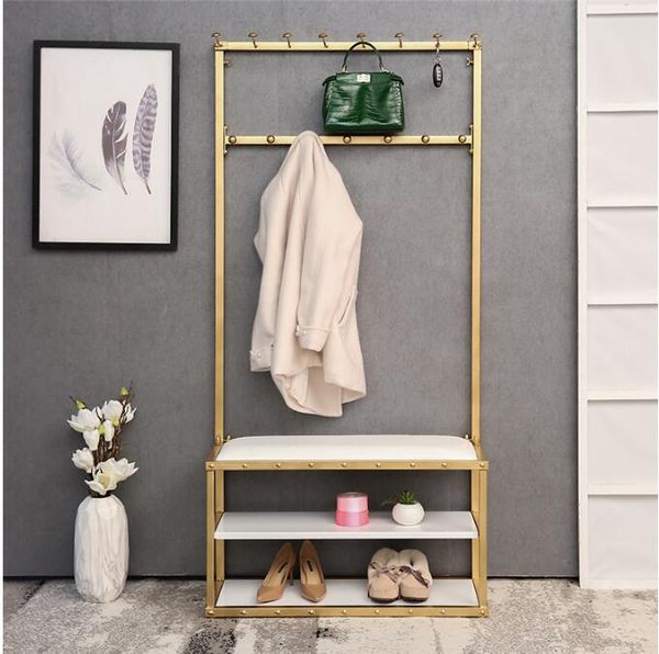 Door clothes rack Living Room Furniture simple floor clothing display racks multi-function storage shoe shelf iron household shoes changing

Compact floor-standing clothing rack for living room, versatile storage for shoes and garments with iron frame