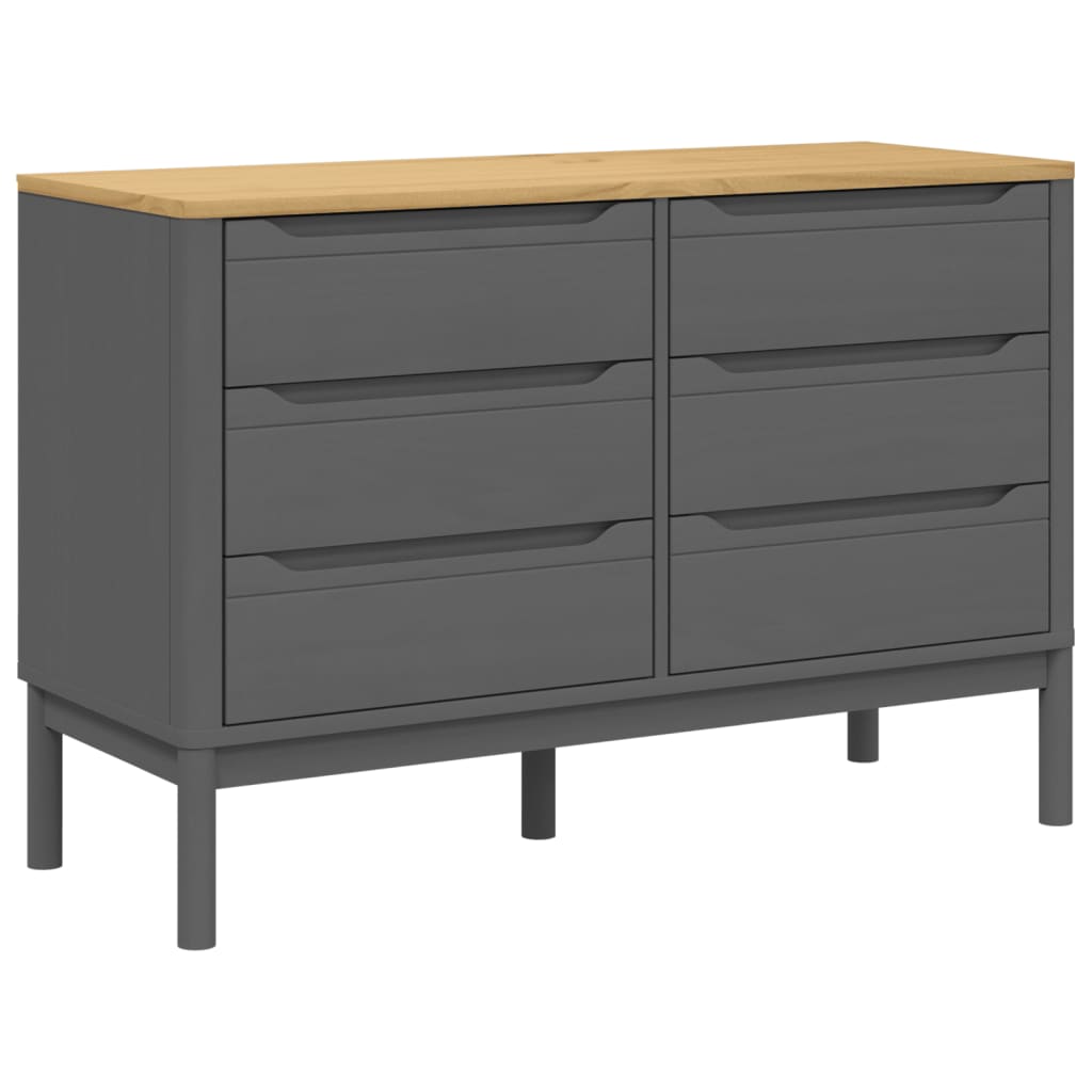 Drawer Cabinet Grey Solid pine wood Large Chest of Drawers