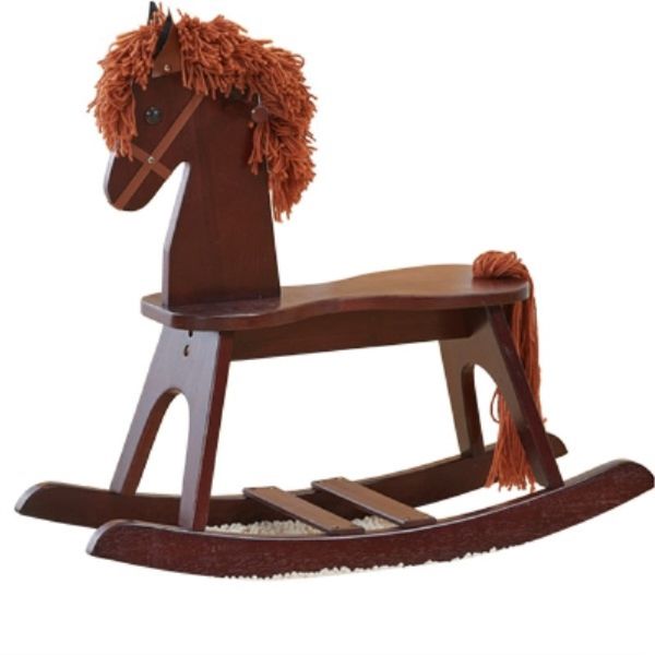 Eco-friendly thick wooden rocking horse for kids aged 2-10, a baby rocking chair that also rolls around like a cockhorse