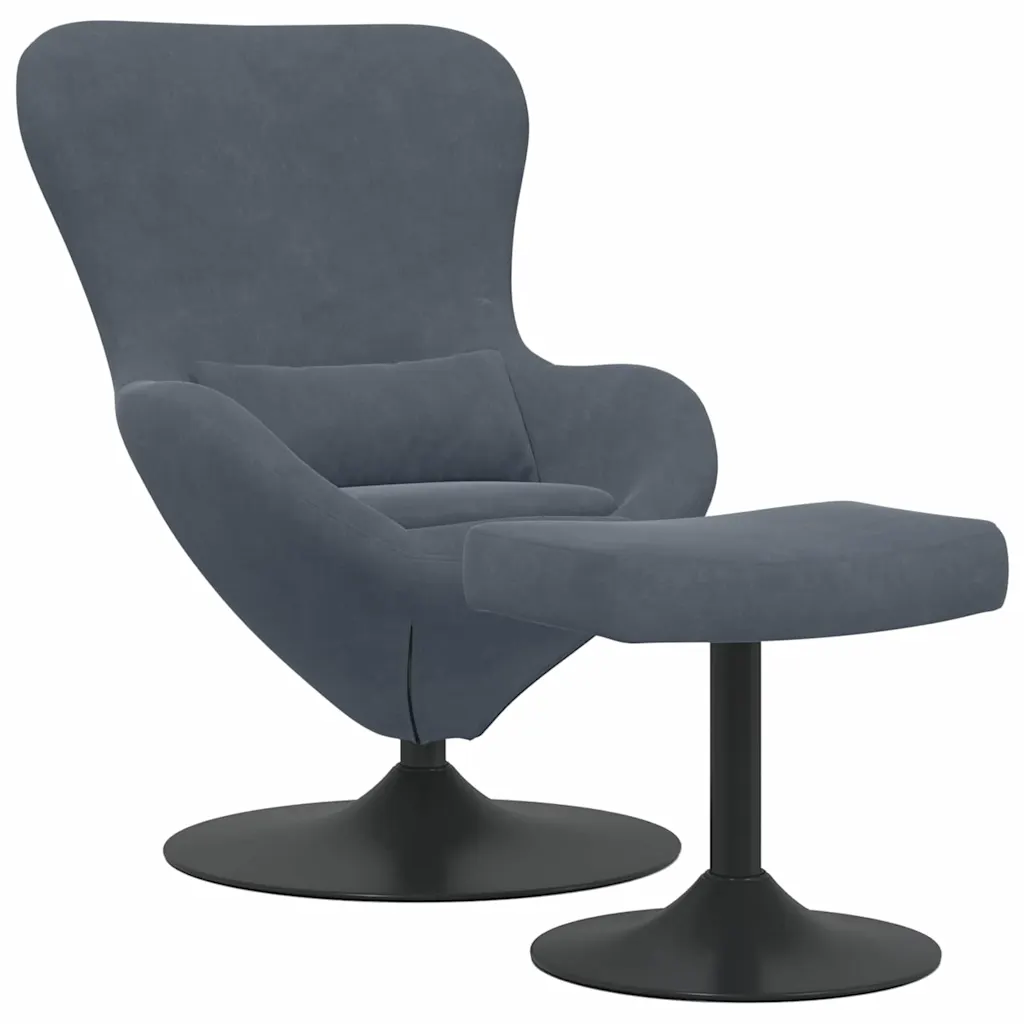 Egg Chair with Footstool Dark Grey 24.80 x 28.74 x 35.43 in