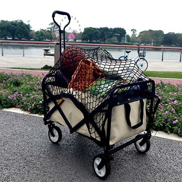 Elastic cover net for camping car accessories, outdoor handcart luggage net with stretchable rope, car storage cover net W241119