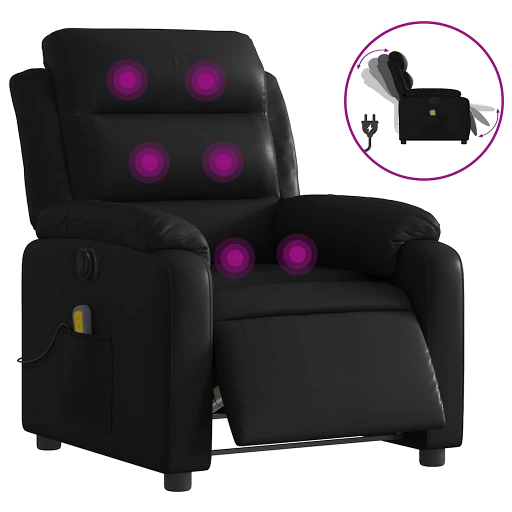 Electric Massage Recliner Chair Black Faux leather, metal, plywood