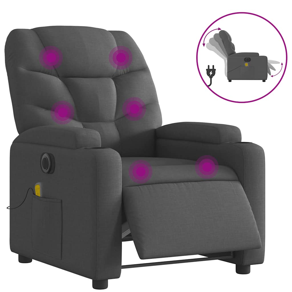 Electric Massage Recliner Chair Dark Gray Fabric