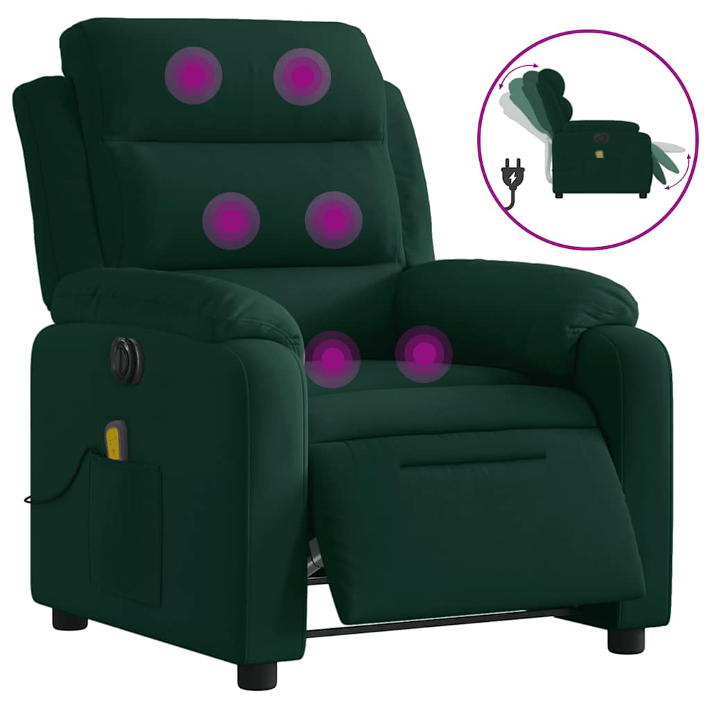 Electric Massage Recliner Chair Dark Green