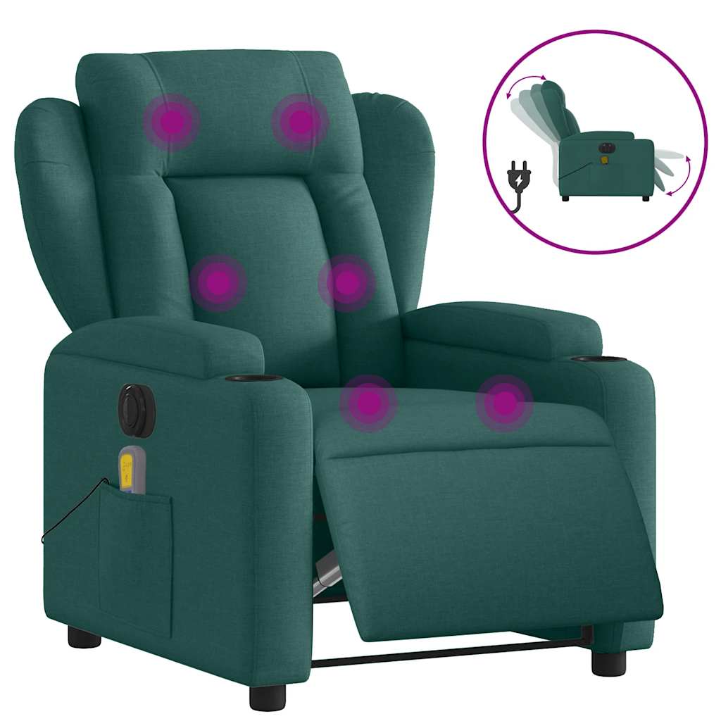 Electric Massage Recliner Chair Dark Green