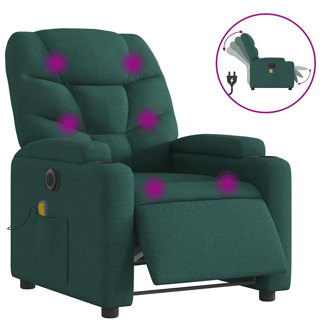 Electric Massage Recliner Chair Dark green Polyester, Metal, Plywood