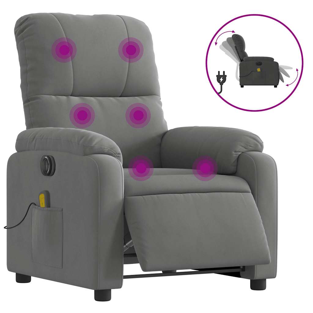 Electric Massage Recliner Chair Dark grey Microfiber fabric
