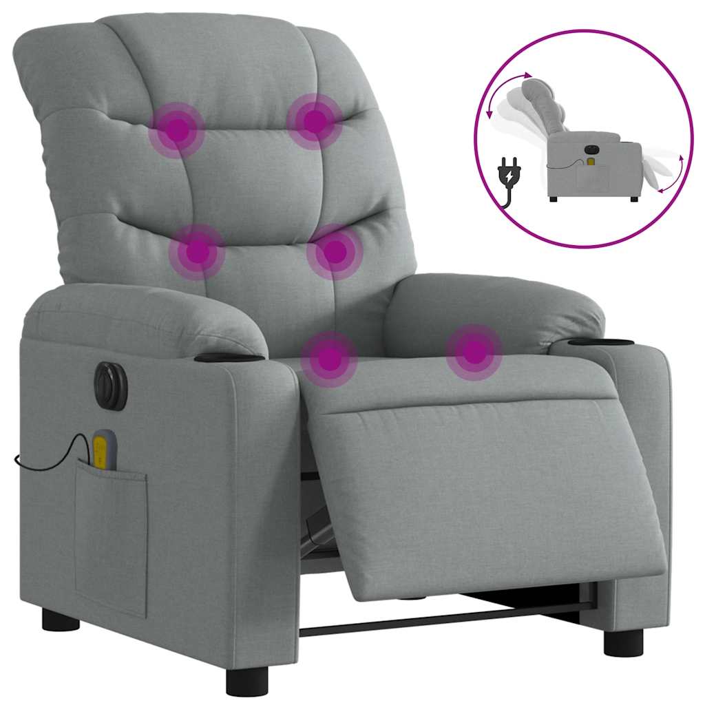 Electric Massage Recliner Chair Light grey Polyester, Metal, Plywood