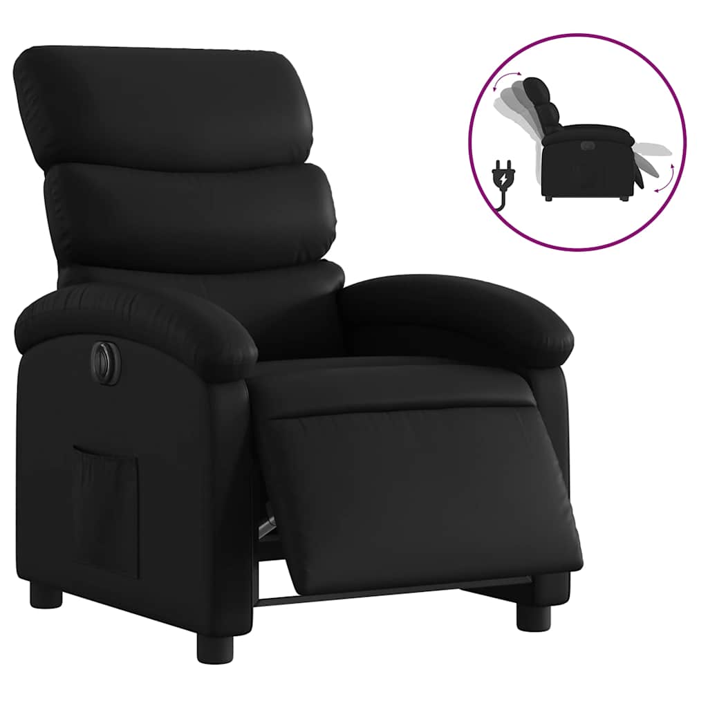Electric Recliner Chair Black Faux leather, Metal, Plywood Standard