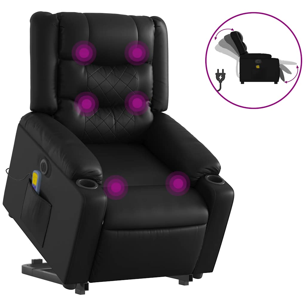 Electric Stand Up Massage Recliner Chair Black