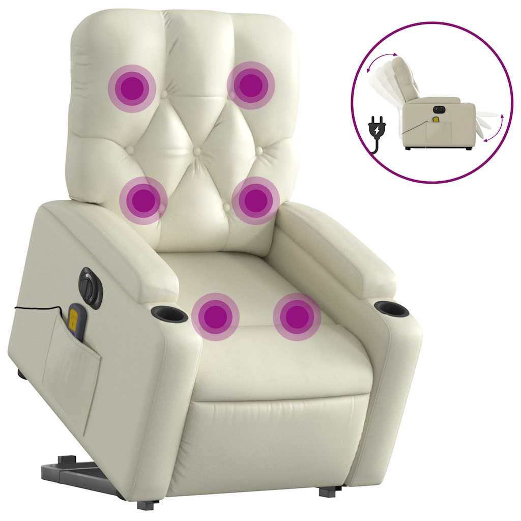 Electric Stand Up Massage Recliner Chair Cream