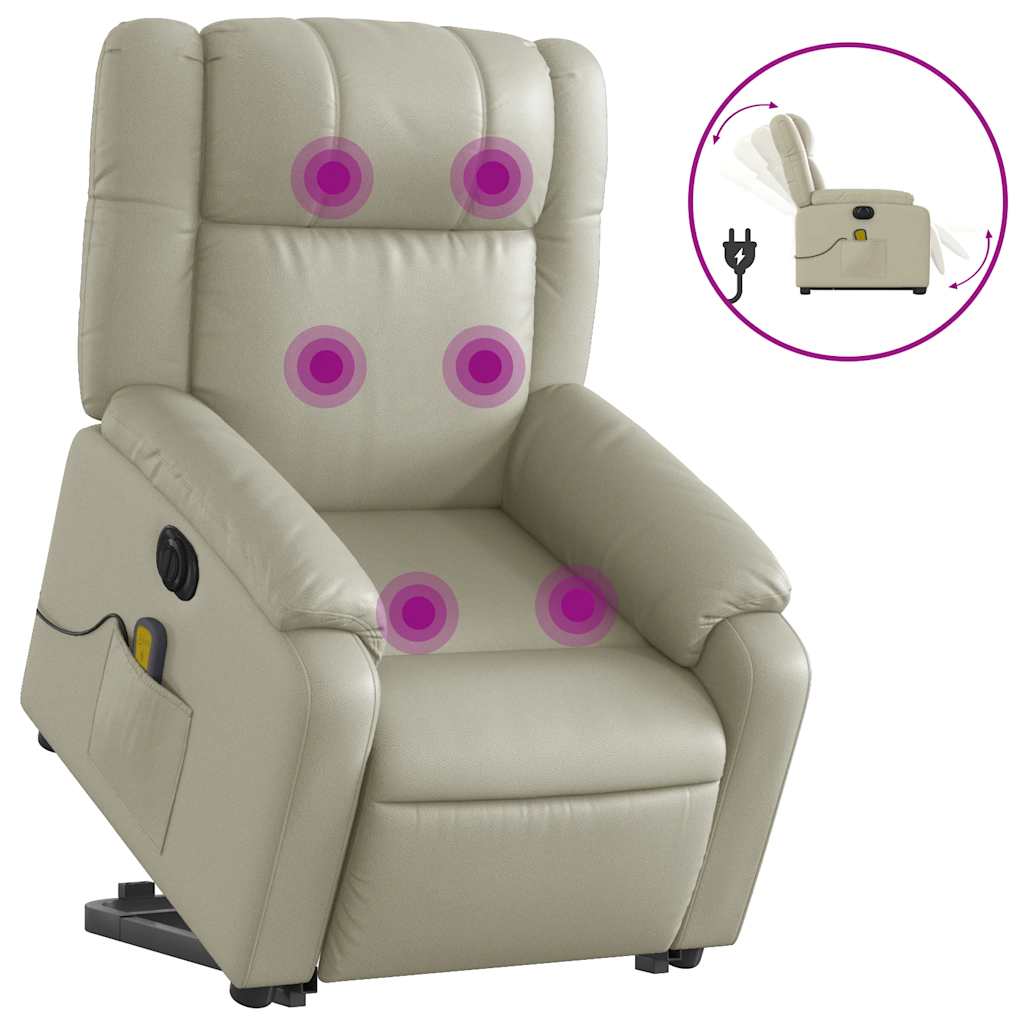 Electric Stand Up Massage Recliner Chair Cream