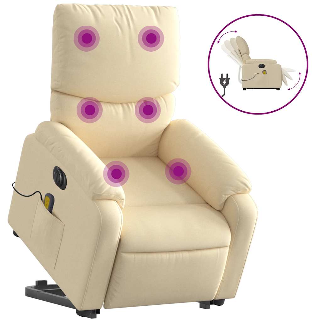 Electric Stand Up Massage Recliner Chair Cream
