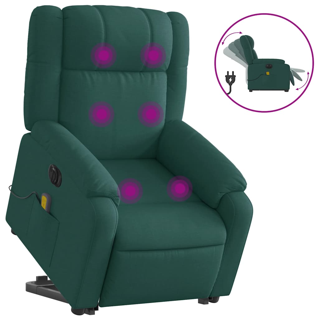 Electric Stand Up Massage Recliner Chair Dark Green