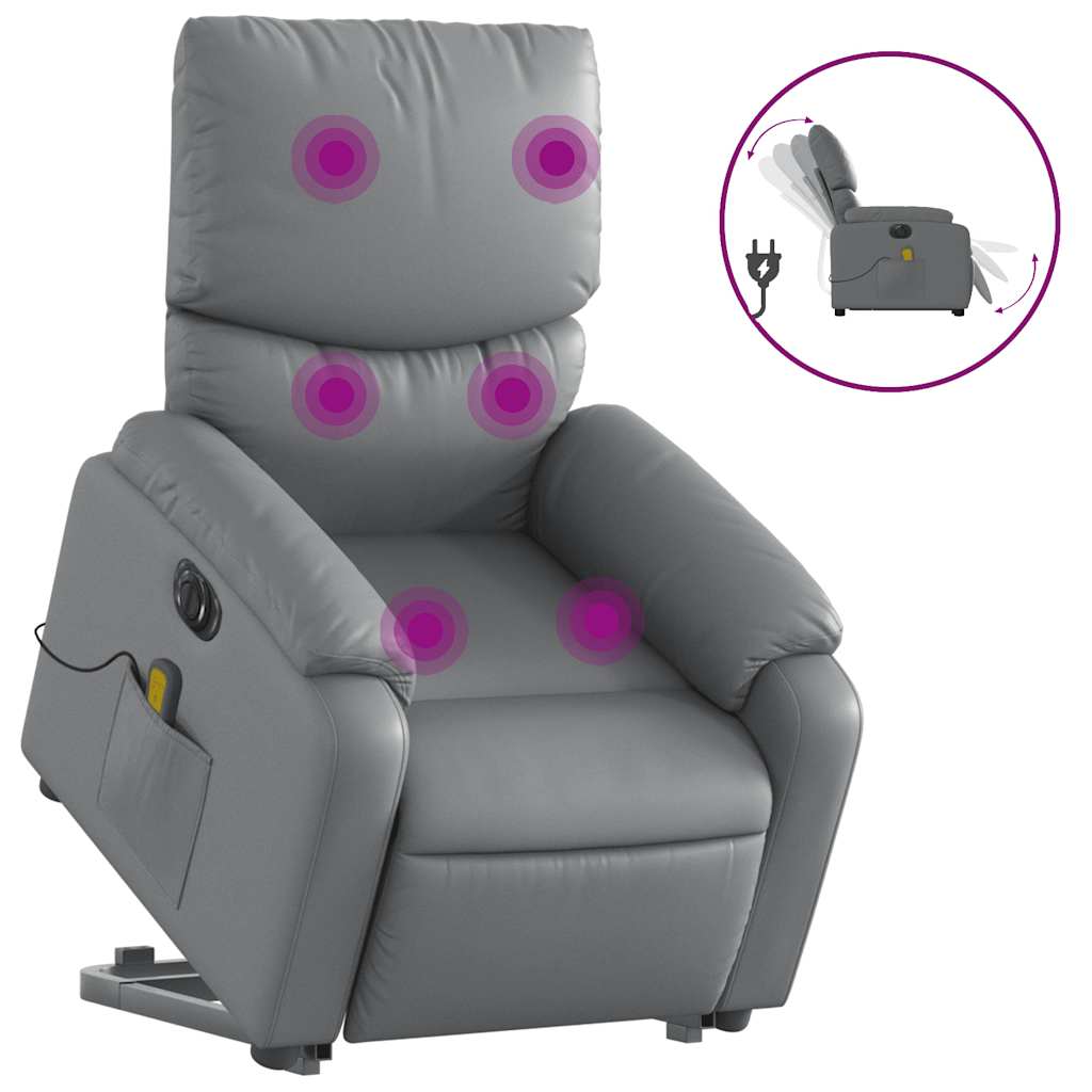 Electric Stand Up Massage Recliner Chair Gray
