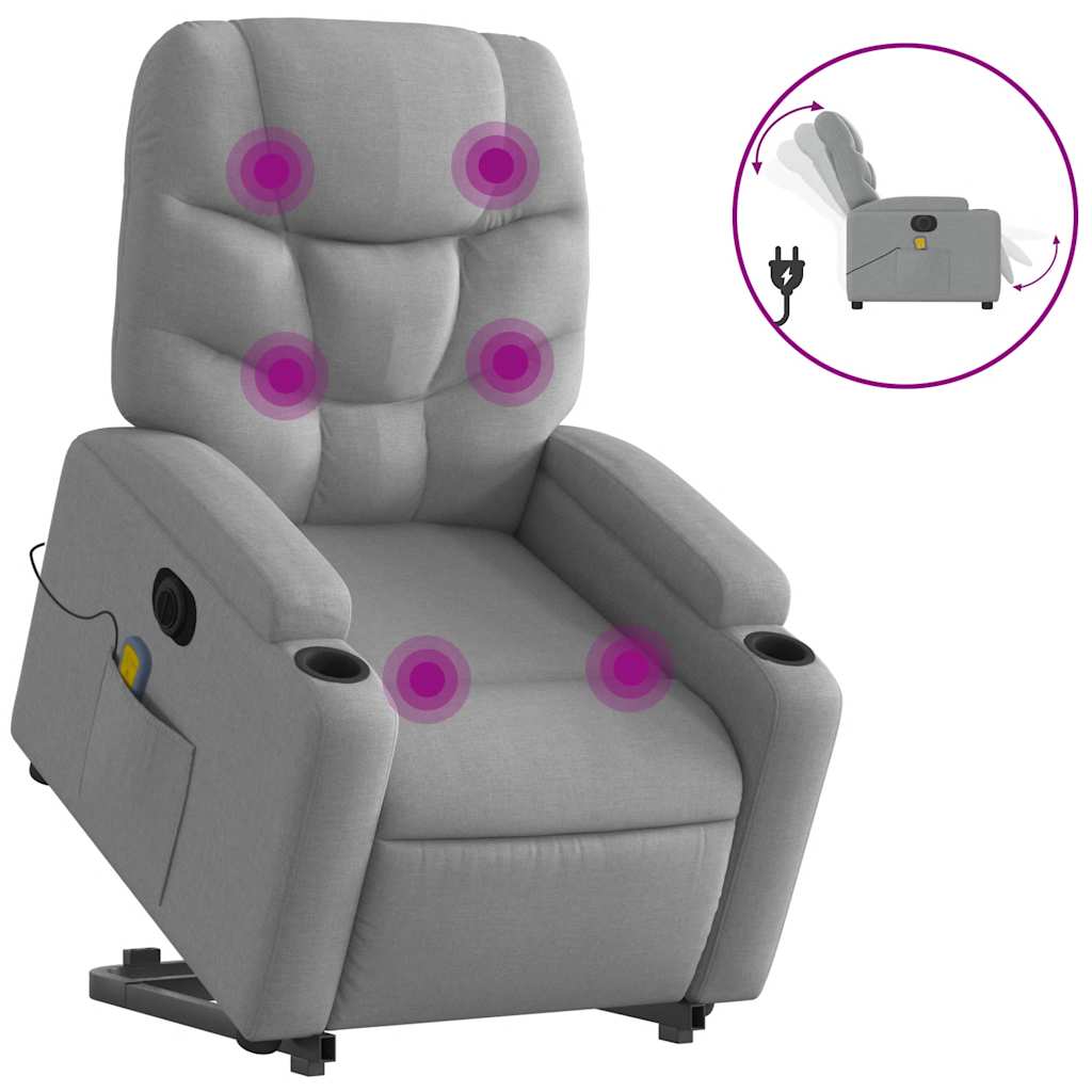 Electric Stand Up Massage Recliner Chair Light Gray