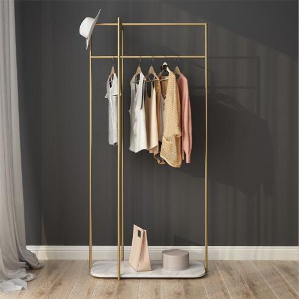 Elegant marble hanger with lightweight iron frame for stylish bedroom clothing and hat display