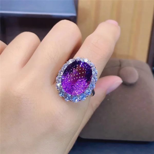 Elegant natural amethyst ring, minimalist design, on-sale 925 silver, complimentary shipping, trending style