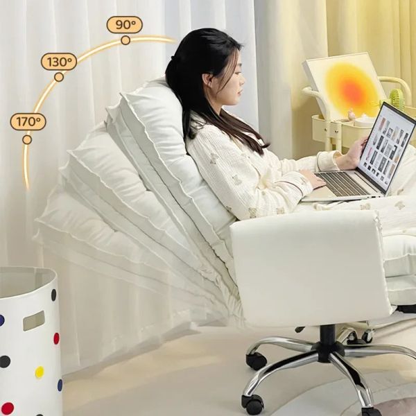 Ergonomic white swivel computer desk chairs for comfortable gaming and office use, with rolling mobility