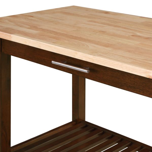Espresso/Butcher Block 3-Tier Kitchen Prep Island with Drawer from Designs2Go