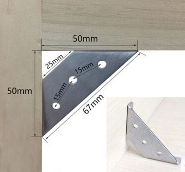 Extra thick stainless steel angle bracket for 90-degree furniture hardware reinforcement