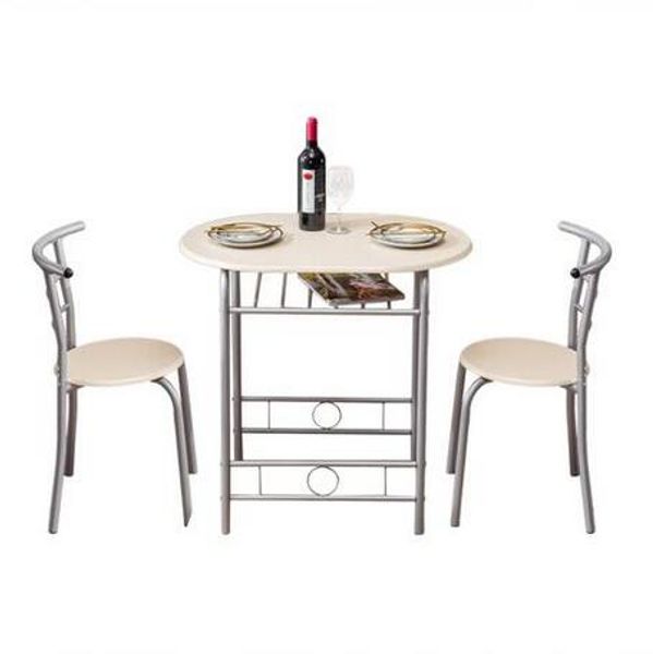 Fashionable free shipping wholesale PVC breakfast set with one table and two chairs in natural hue