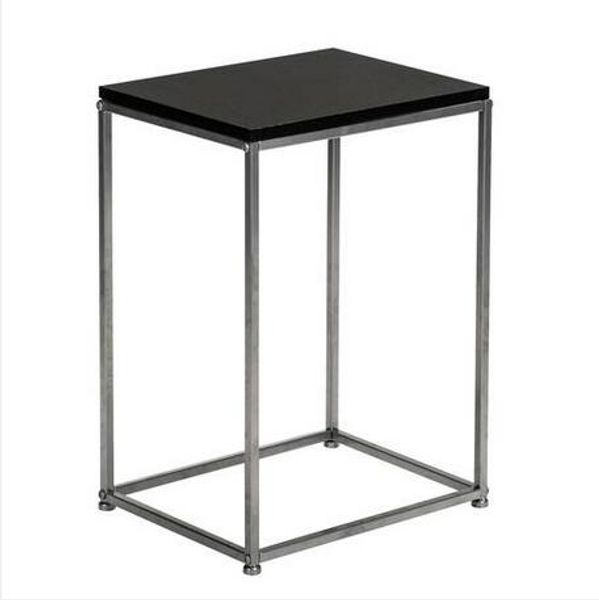 Fashionable wholesale black MDF countertops with grey wrought iron bases for single-layer snack tables, featuring free shipping