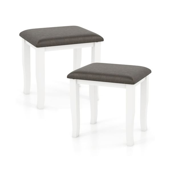 Faux leather vanity stool chair set of 2 for makeup and living spaces