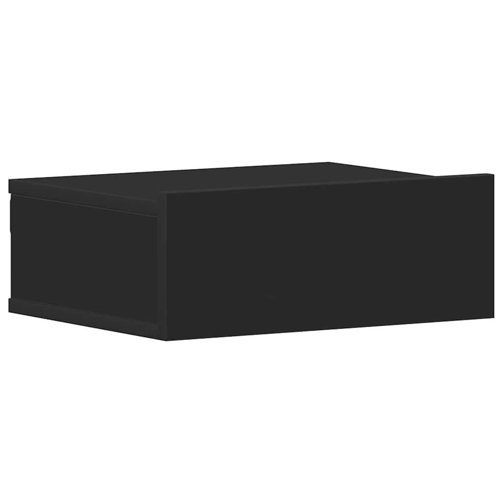 Floating Nightstand Black Engineered Wood Compact Storage