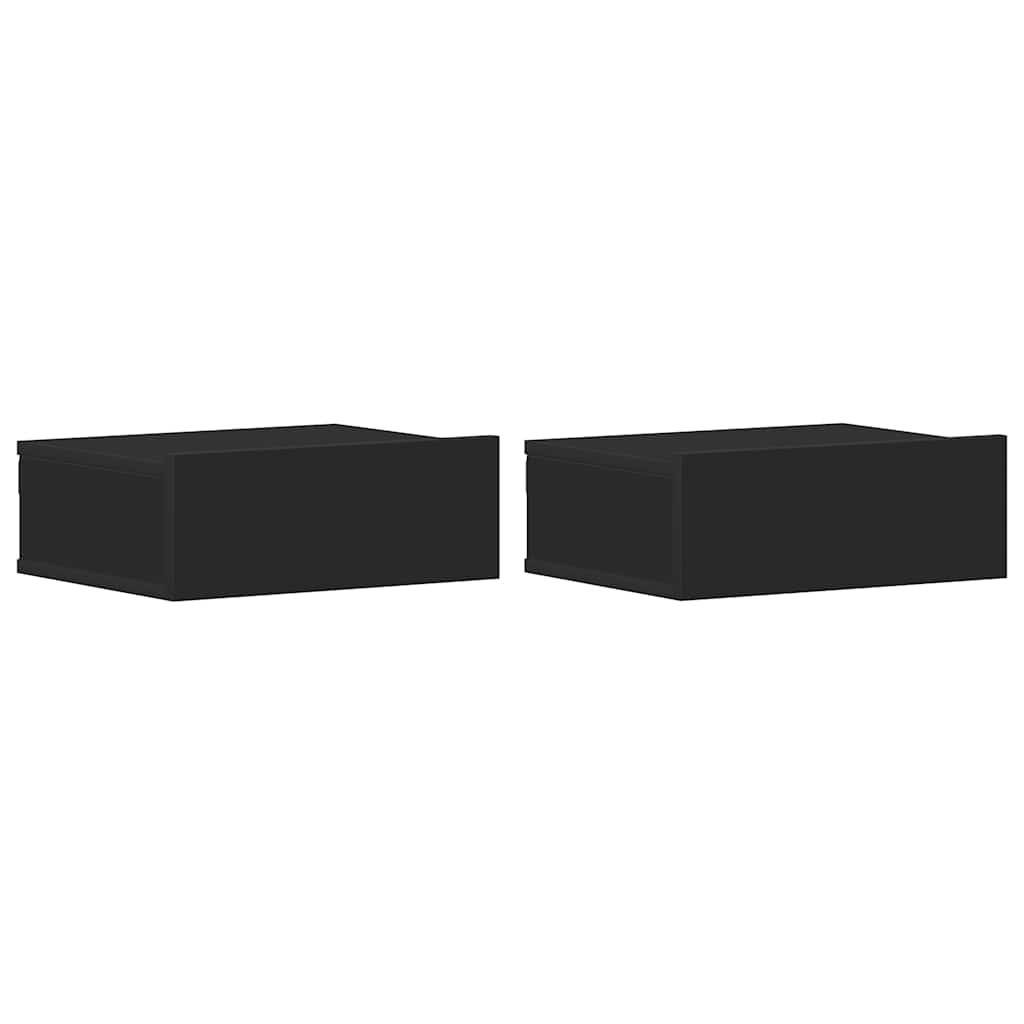 Floating Nightstand Set of 2 Black Engineered wood Compact