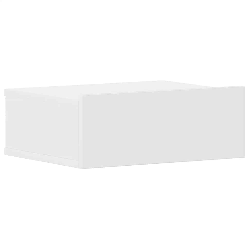 Floating Nightstand White Engineered Wood Compact