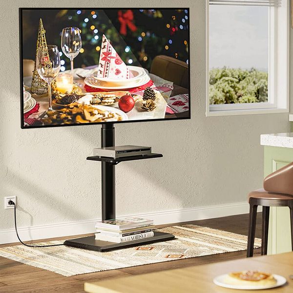 Floor TV Stand Mount Bracket with 2 Shelves for 32-65 inch LED LCD