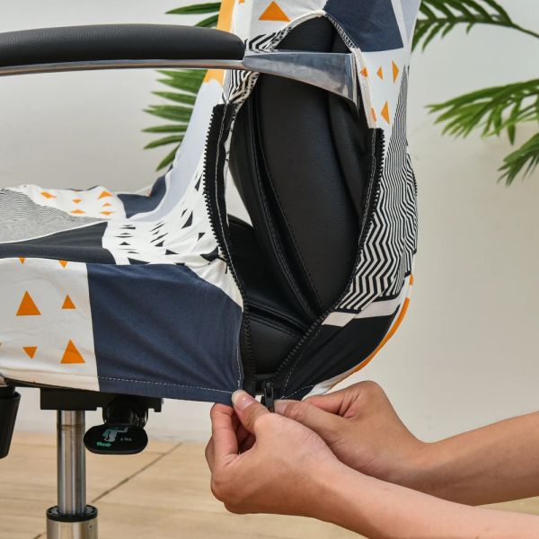 Floral elastic chair cover for computer desks, stretchable anti-dirty rotating office seat slipcover for home armchairs