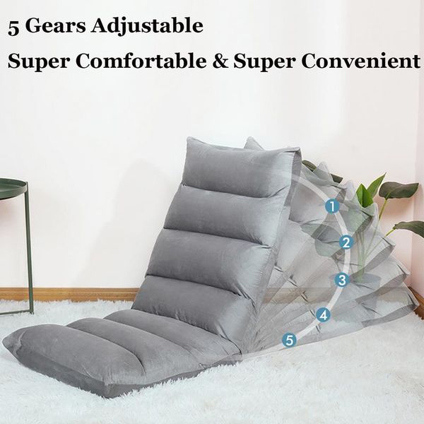 Foldable, adjustable floor lounger sofa for gaming or relaxation, padded and soft