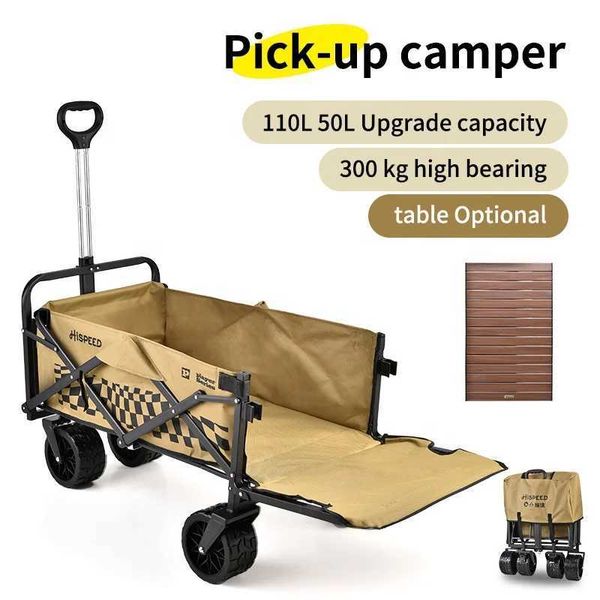 Foldable large wheel beach cart with 60L capacity, ideal for camping and versatile use